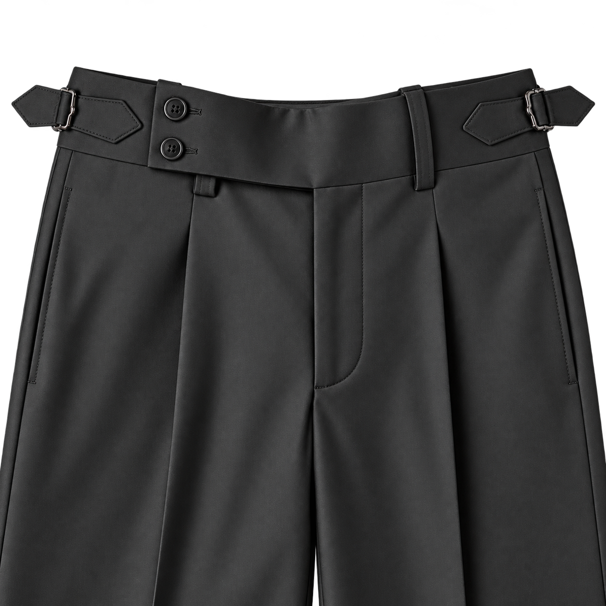 Black Side Tab Wide Leg Trouser