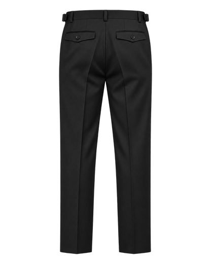 Black Side Tab Wool Trouser