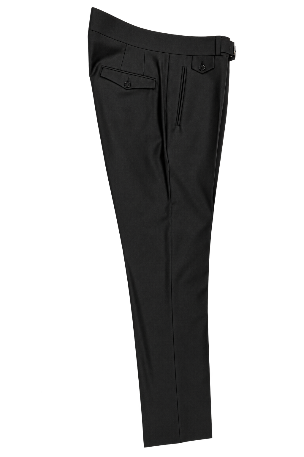 Black Side Tab Wool Trouser