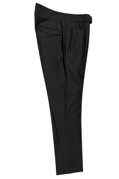 Black Side Tab Wool Trouser