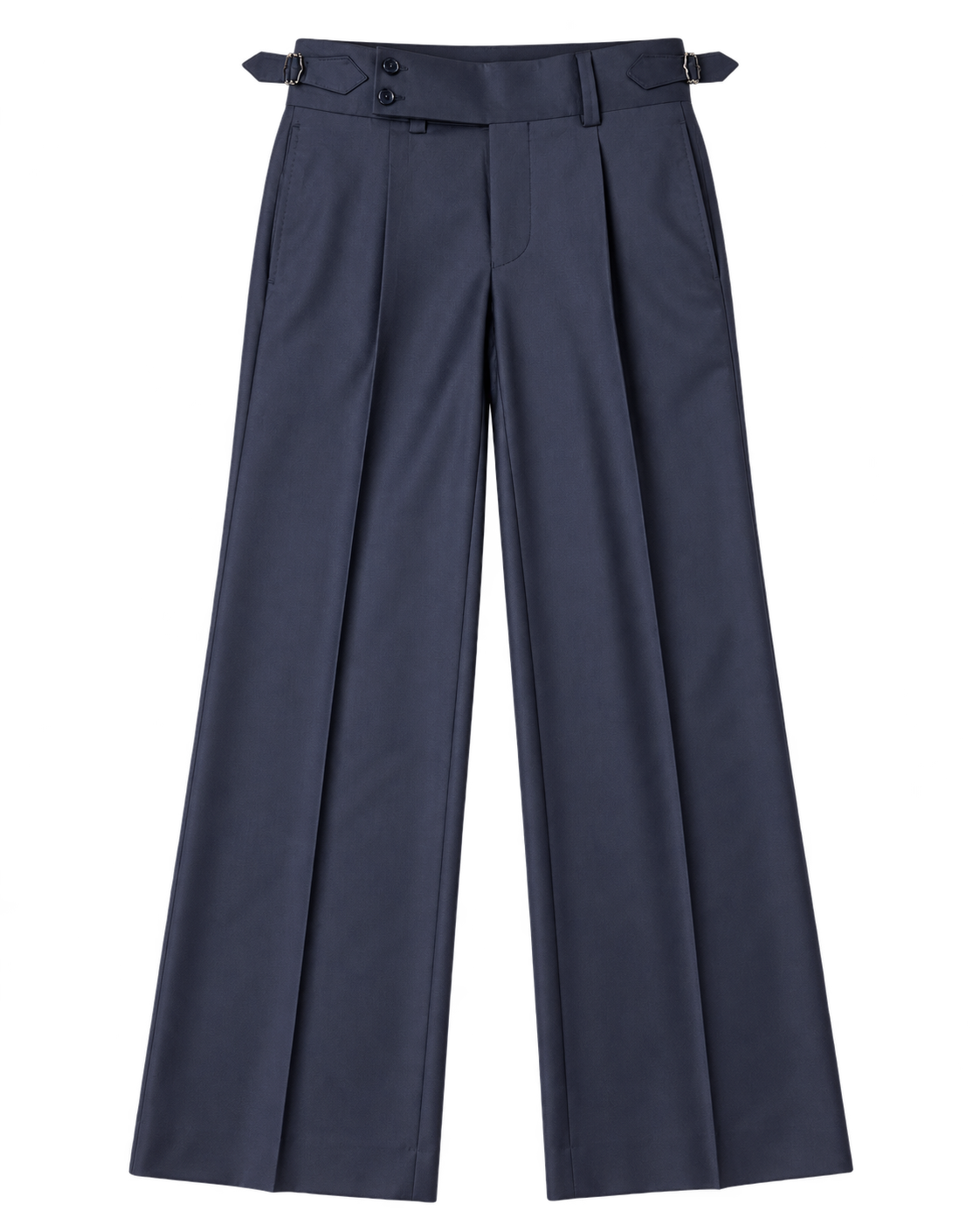Navy Side Tab Wide Leg Trouser