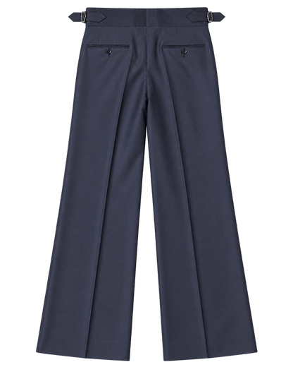 Navy Side Tab Wide Leg Trouser