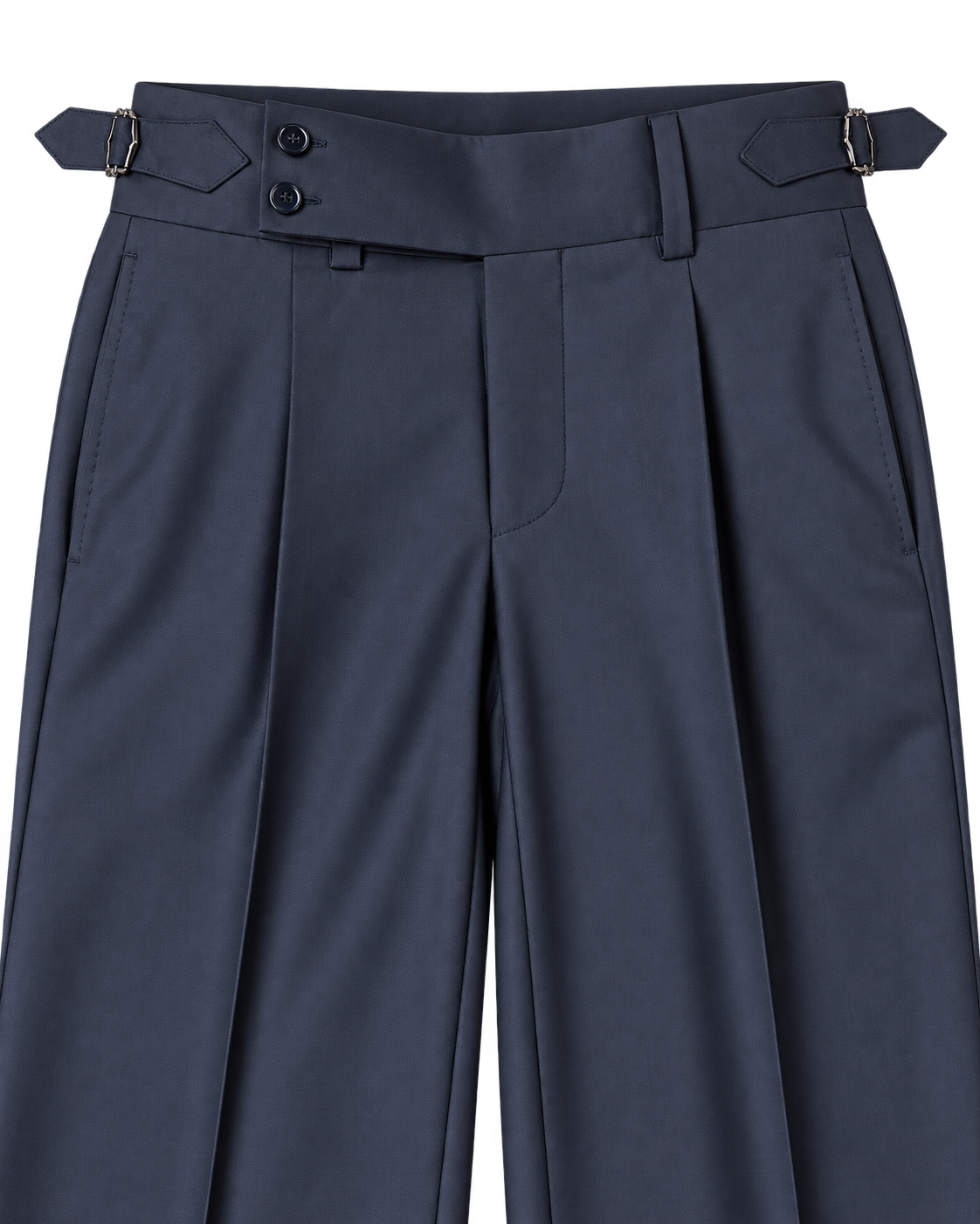 Navy Side Tab Wide Leg Trouser