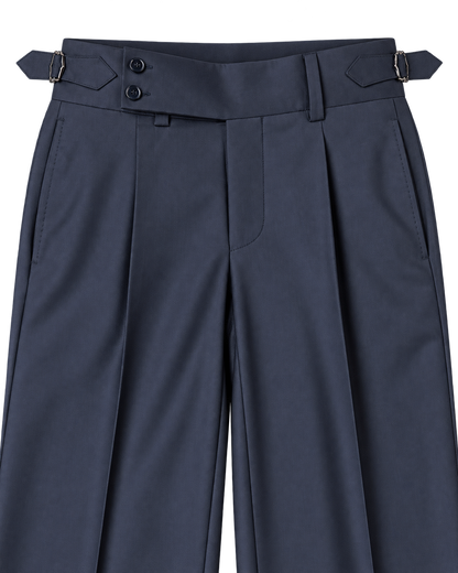 Navy Side Tab Wide Leg Trouser