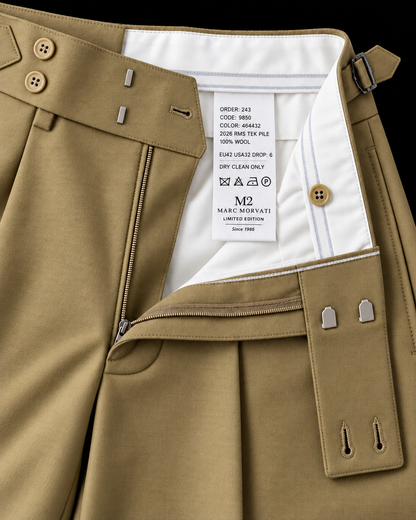 Khaki Side Tab Wide Leg Trouser