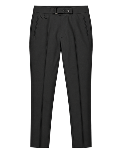 Black Side Tab Wool Trouser