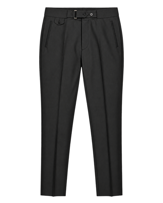 Black Side Tab Wool Trouser