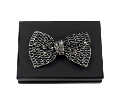 Black Pavé Crystal Bow Tie