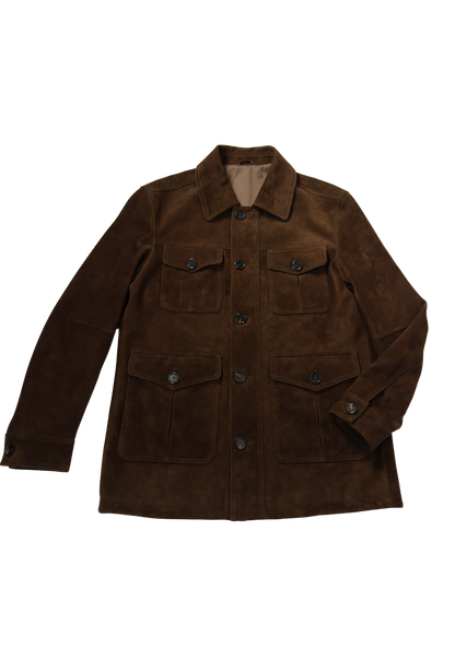 Brown Suede Utility Jacket