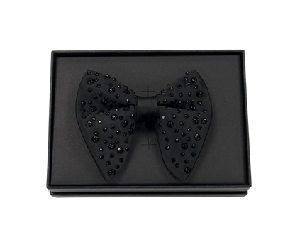 Black Tonal Crystal Bow Tie
