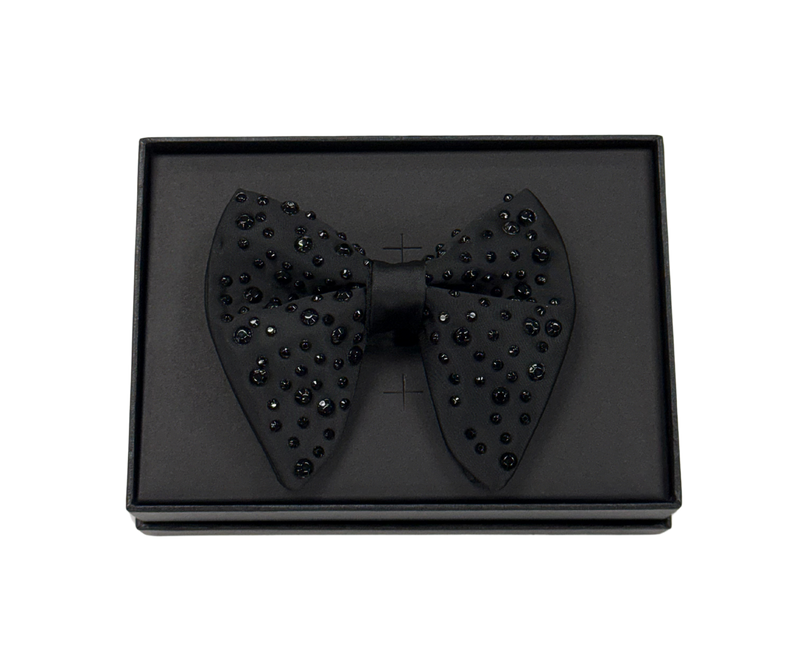 Black Tonal Crystal Bow Tie