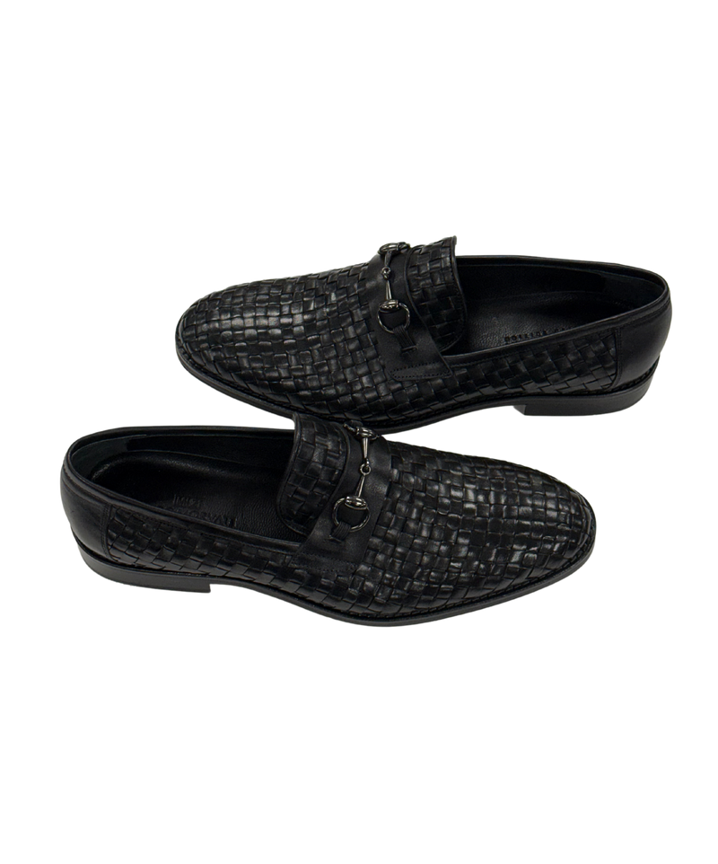Black Woven Loafers
