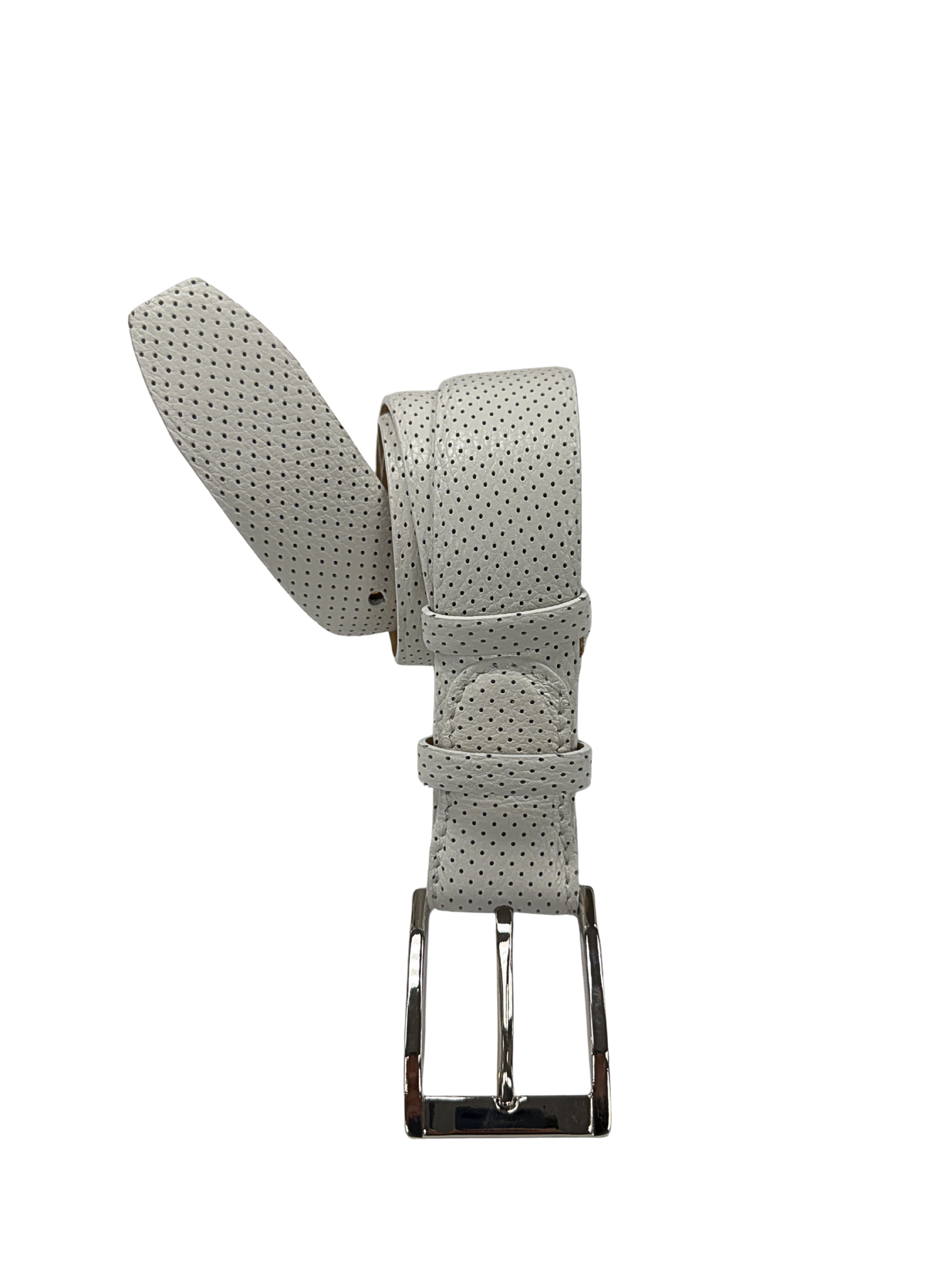 White Perforated Leather Belt