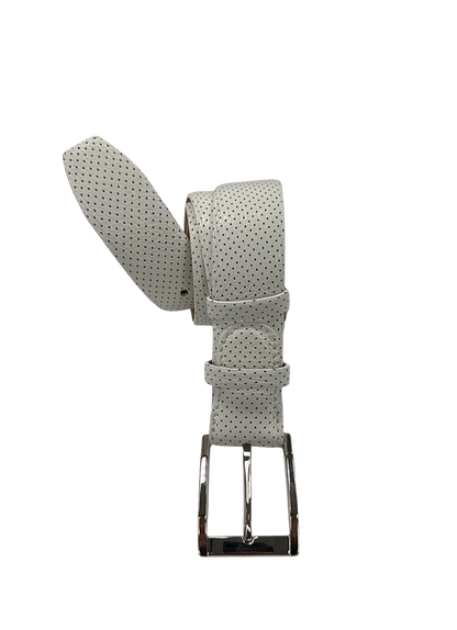 White Perforated Leather Belt