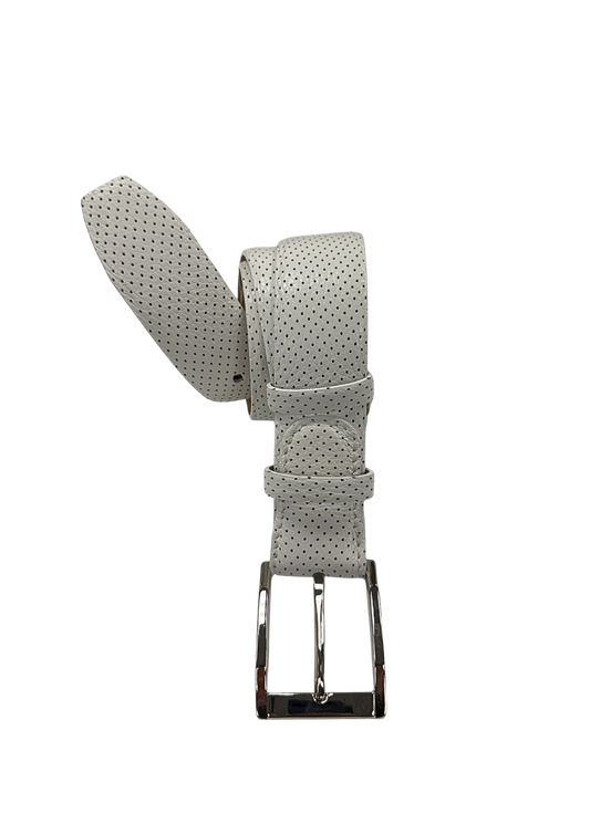 White Perforated Leather Belt