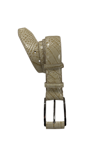 Croc-Embossed Leather Belt